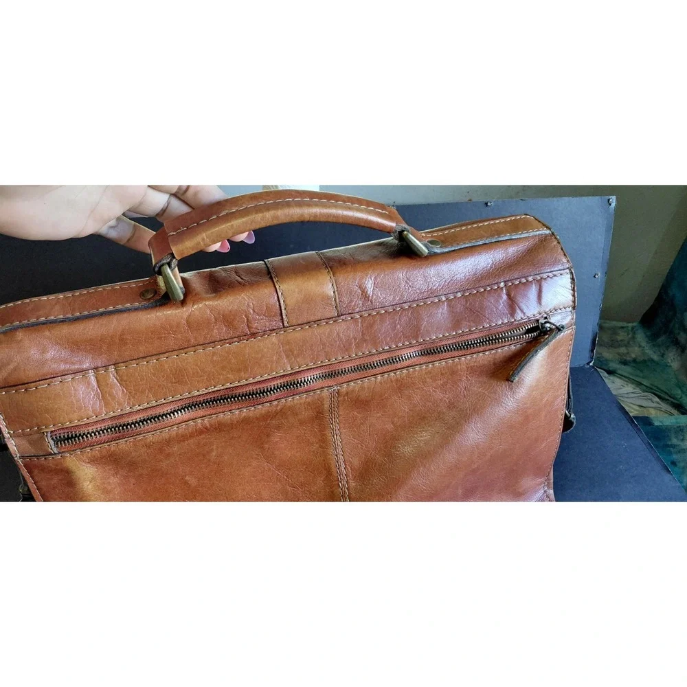 distressed heritage classic vintage executive tan leather briefcase mesenger Bag